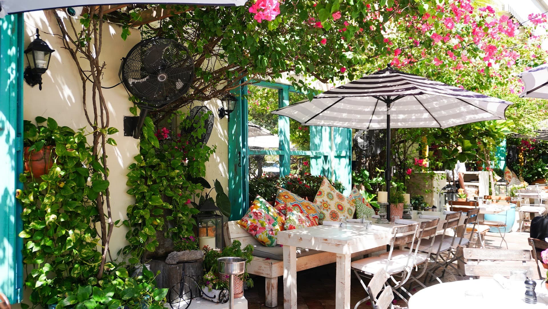 Outdoor seating at Call Me Gaby in Miami Beach