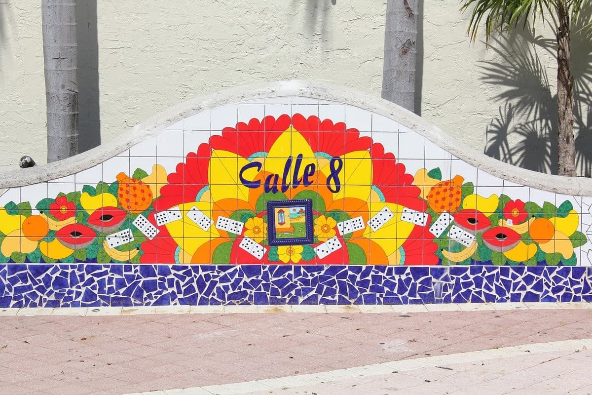 Colorful mural at Calle Ocho Miami, vibrant decor