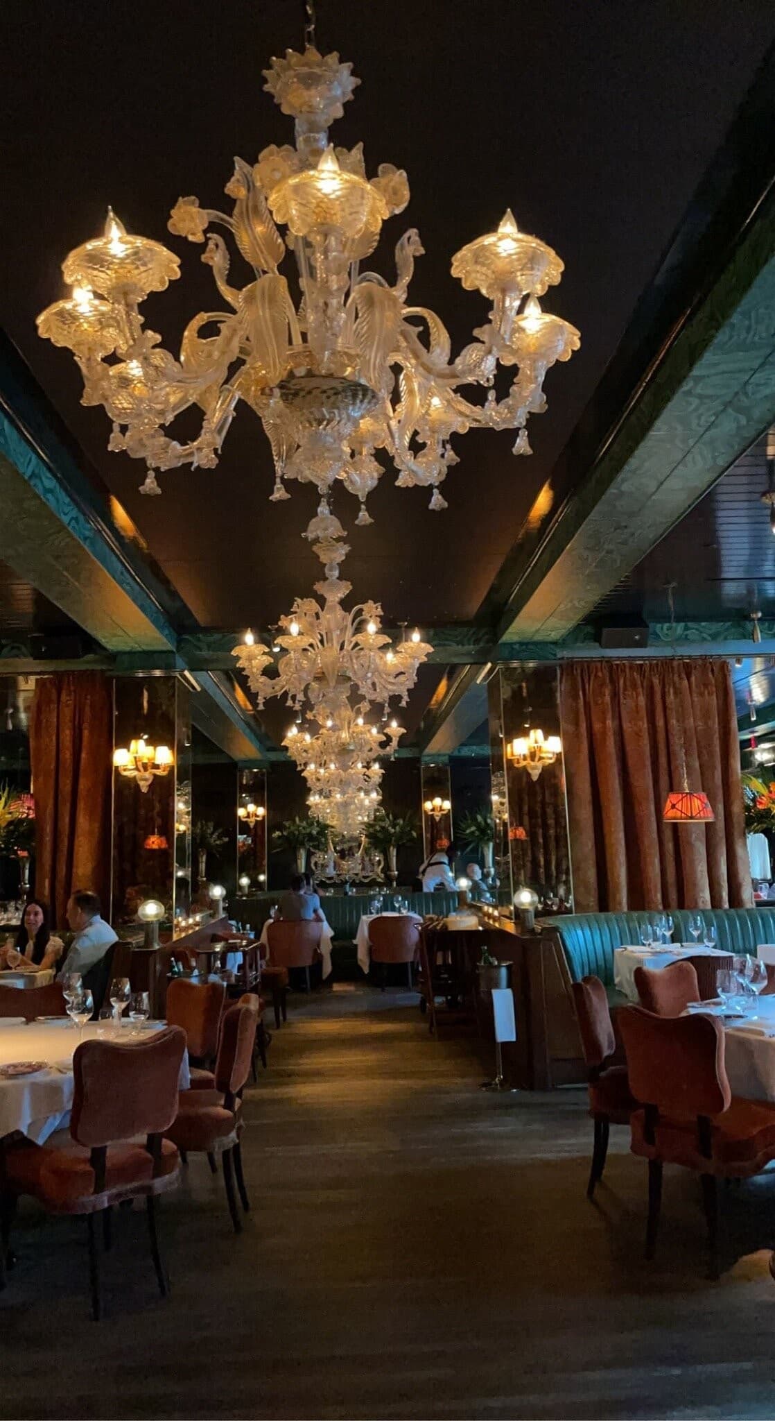 Chic interior of Carbone Miami restaurant in Miami Beach