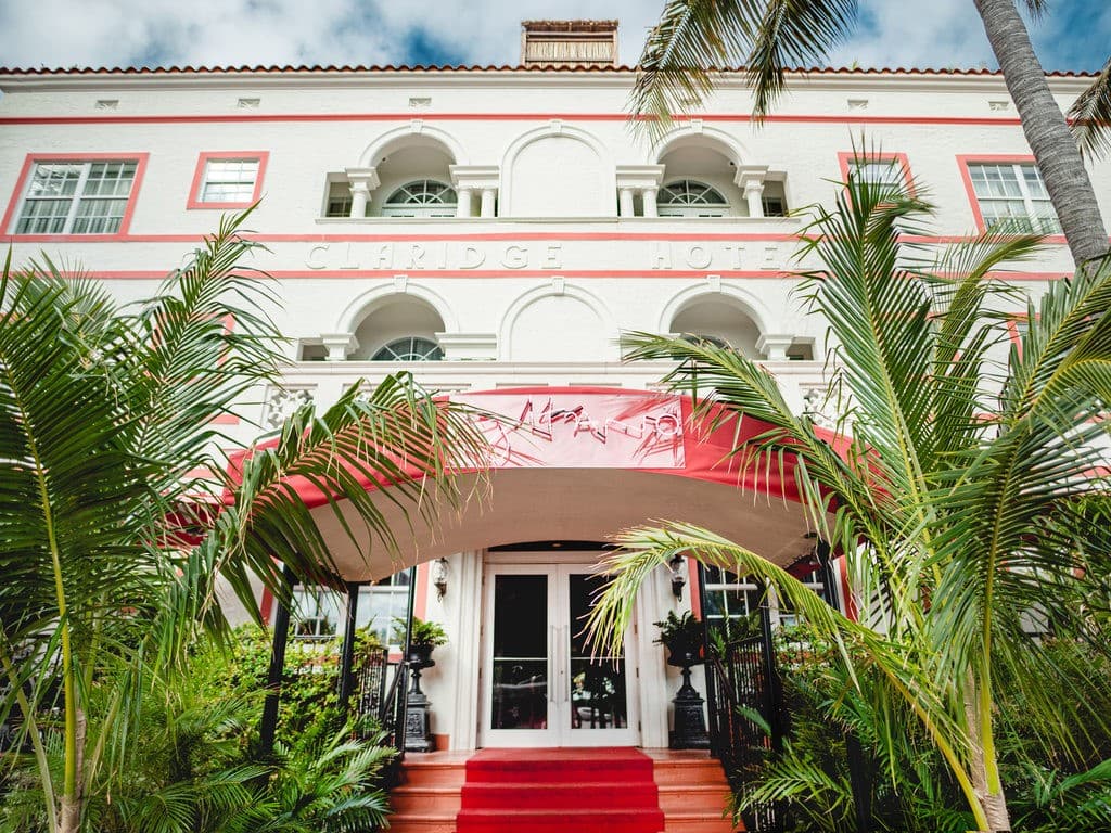 Casa Faena Miami Beach entrance with palm trees