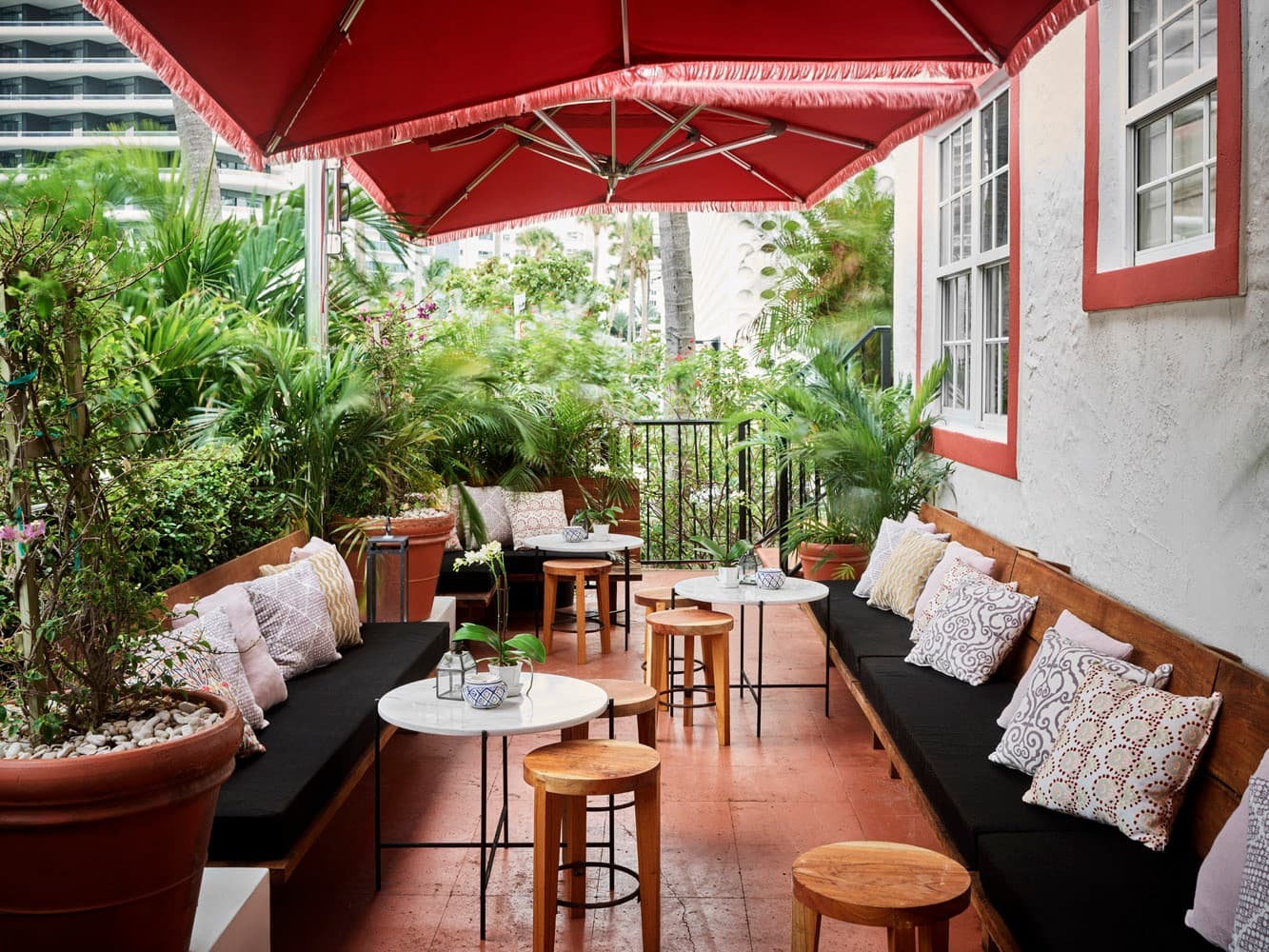 Outdoor seating area at Casa Faena Miami Beach