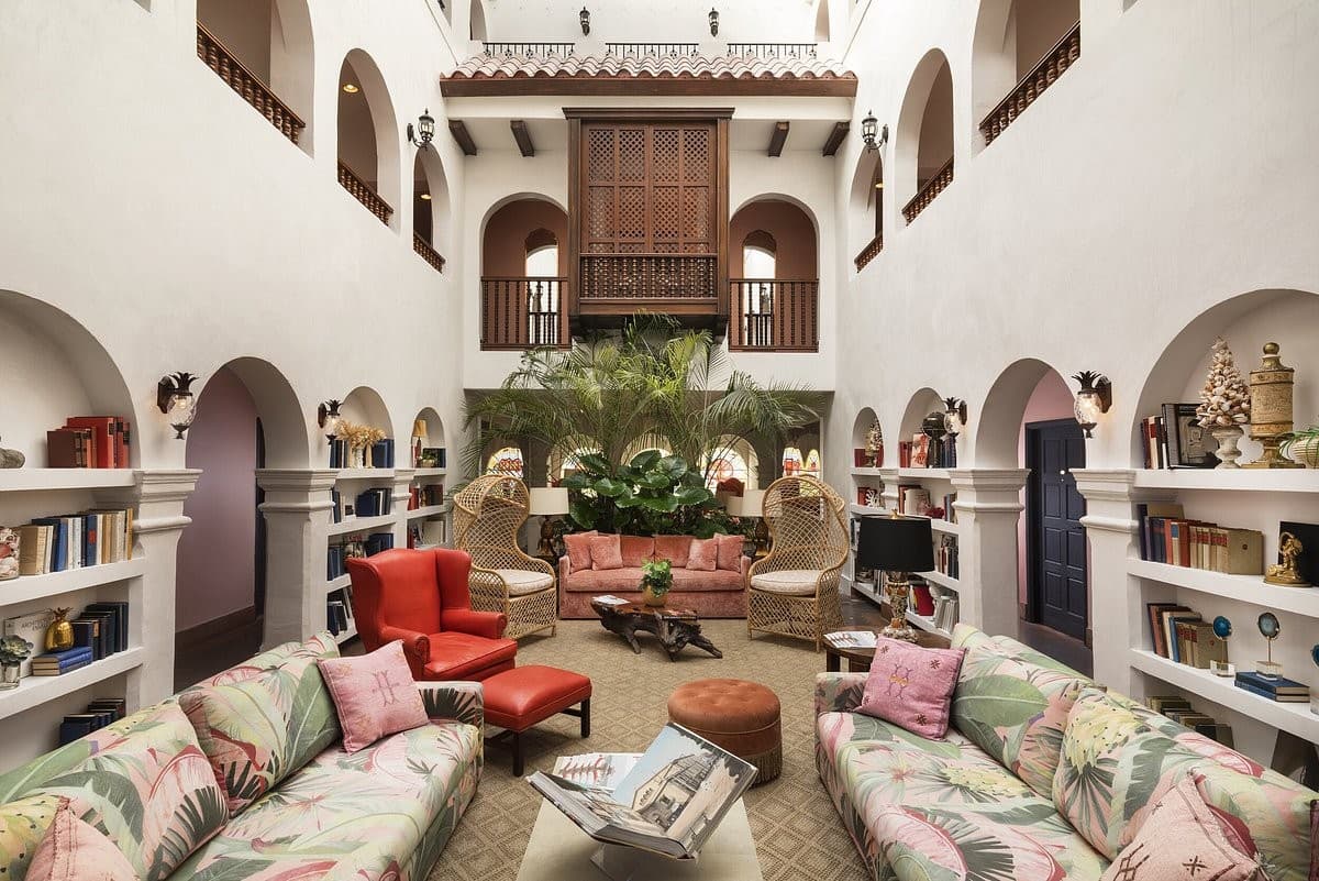 Casa Faena Miami Beach lobby with tropical decor