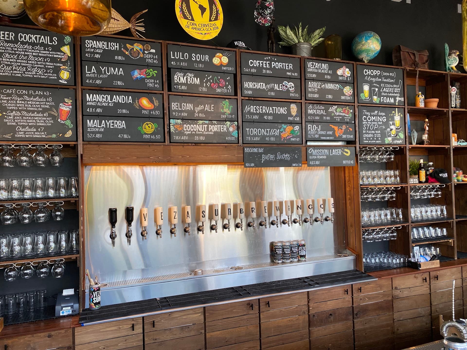 Casa La Rubia bar setup in Miami with diverse drinks