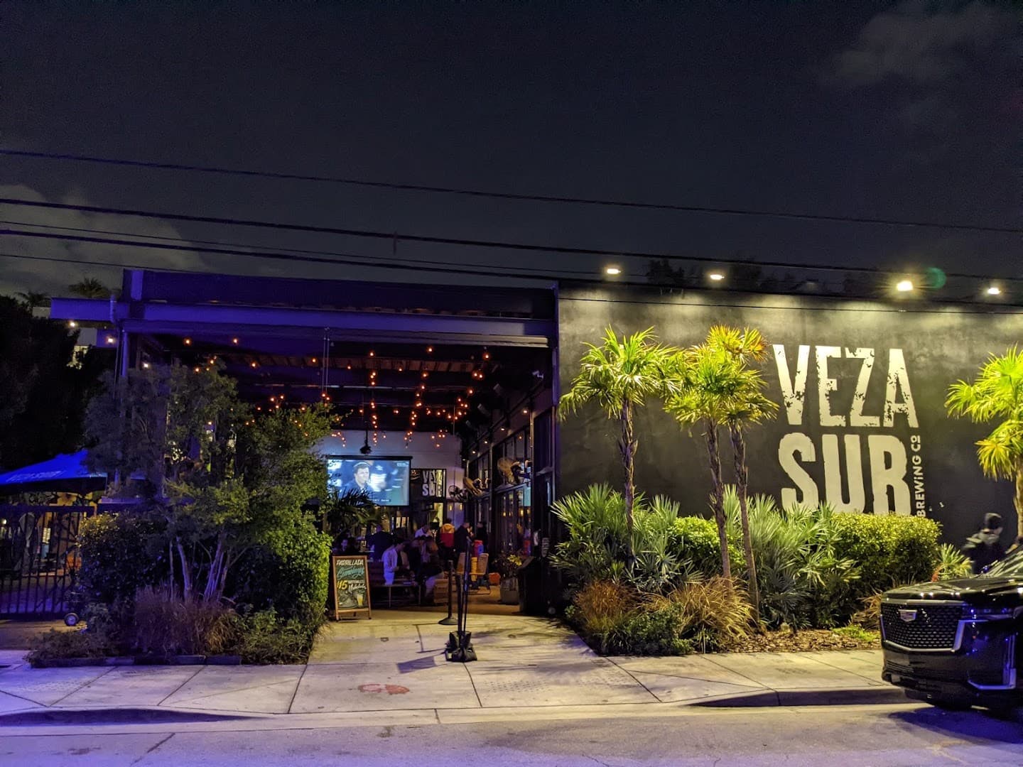 Veza Sur exterior view at night in Miami