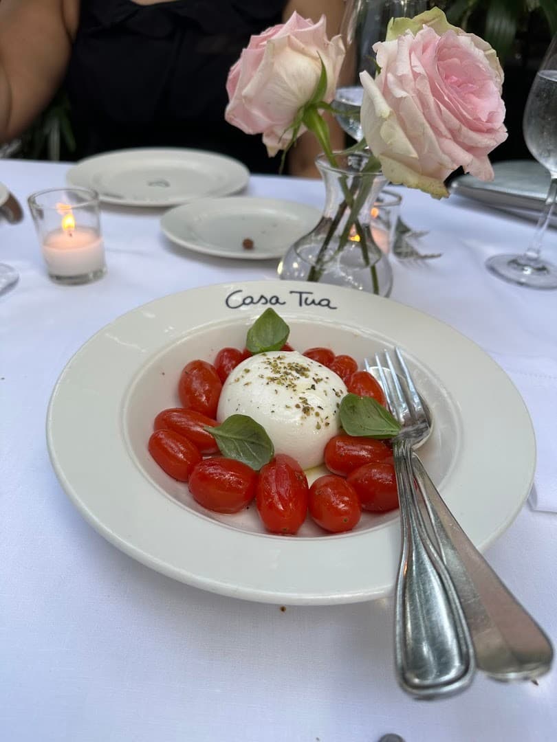 Burrata with cherry tomatoes at Casa Tua Miami Beach