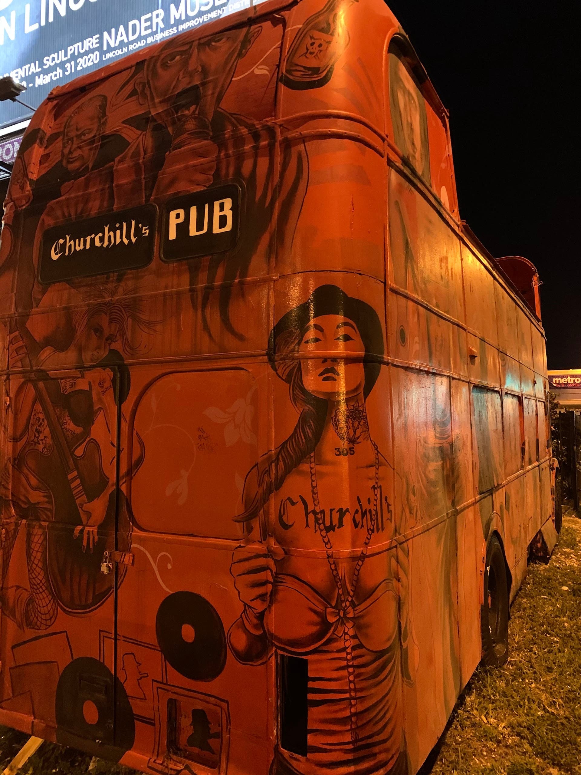 Churchill's Pub exterior art in Miami nightlife