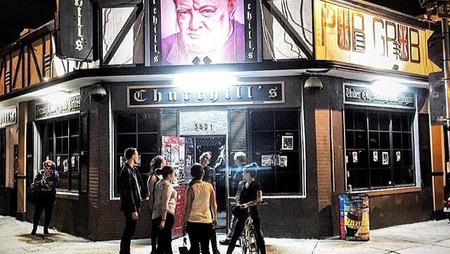 Exterior view of Churchill's Pub, nightlife in Miami