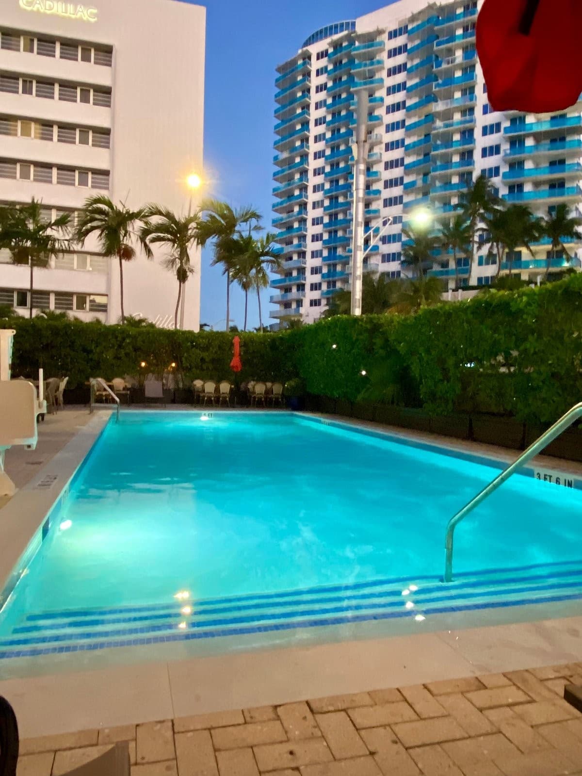 Circa 39 Miami Beach hotel pool at dusk