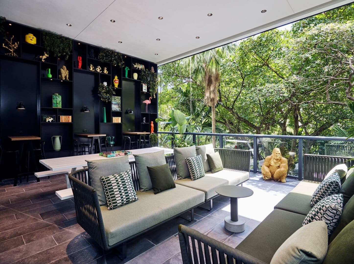 Stylish lounge area at citizenM Miami Brickell