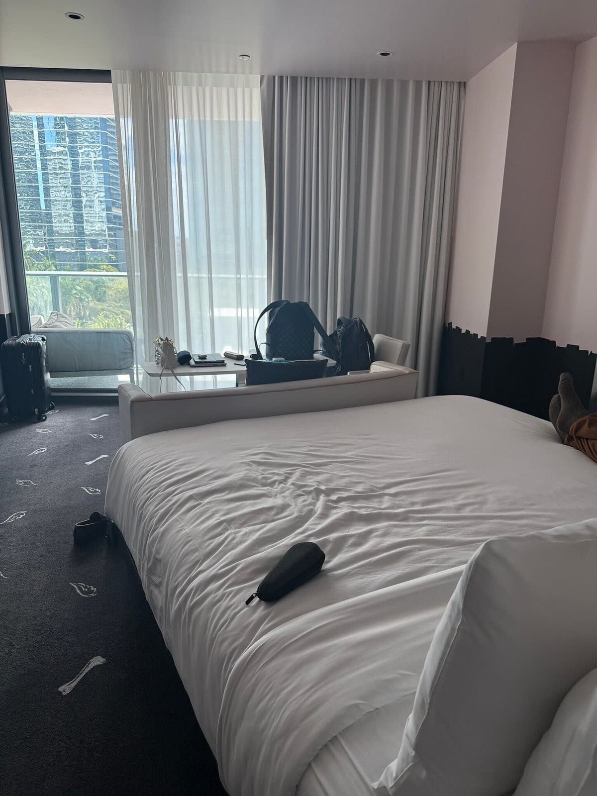 Modern room at citizenM Miami Brickell hotel