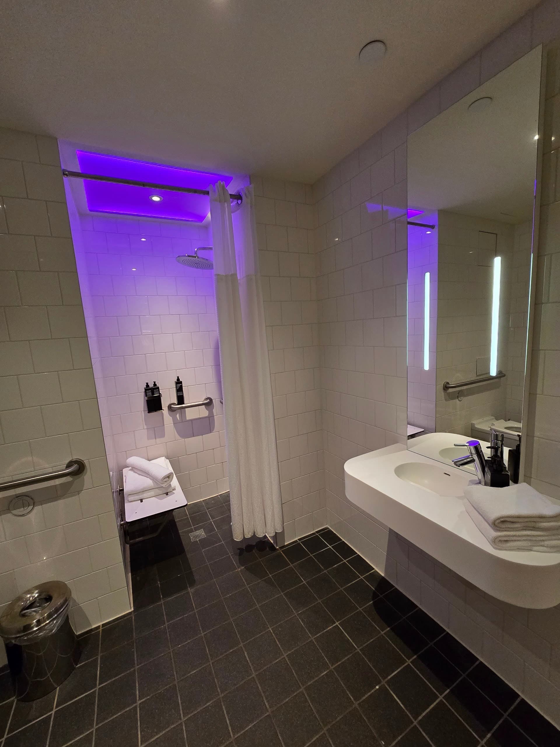 Modern bathroom design at citizenM Miami World Center hotel