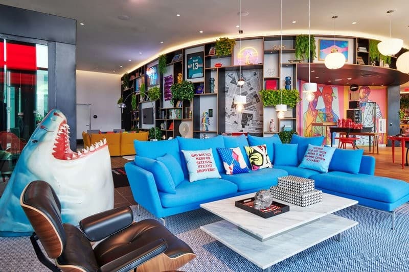citizenM Miami World Center vibrant lobby interior