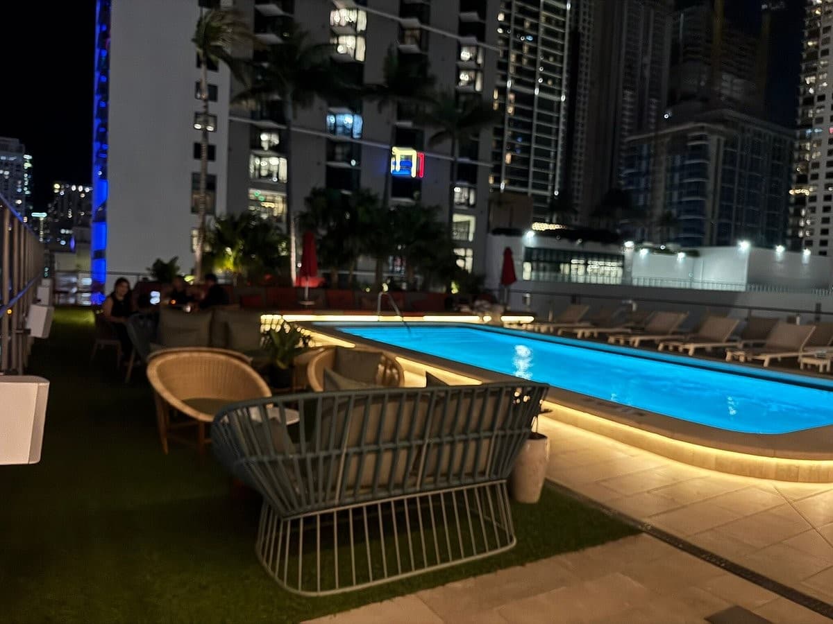 Modern pool area at citizenM Miami World Center