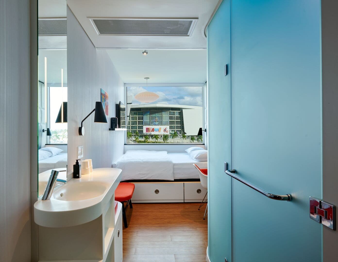 Guest room at citizenM Miami World Center, Miami