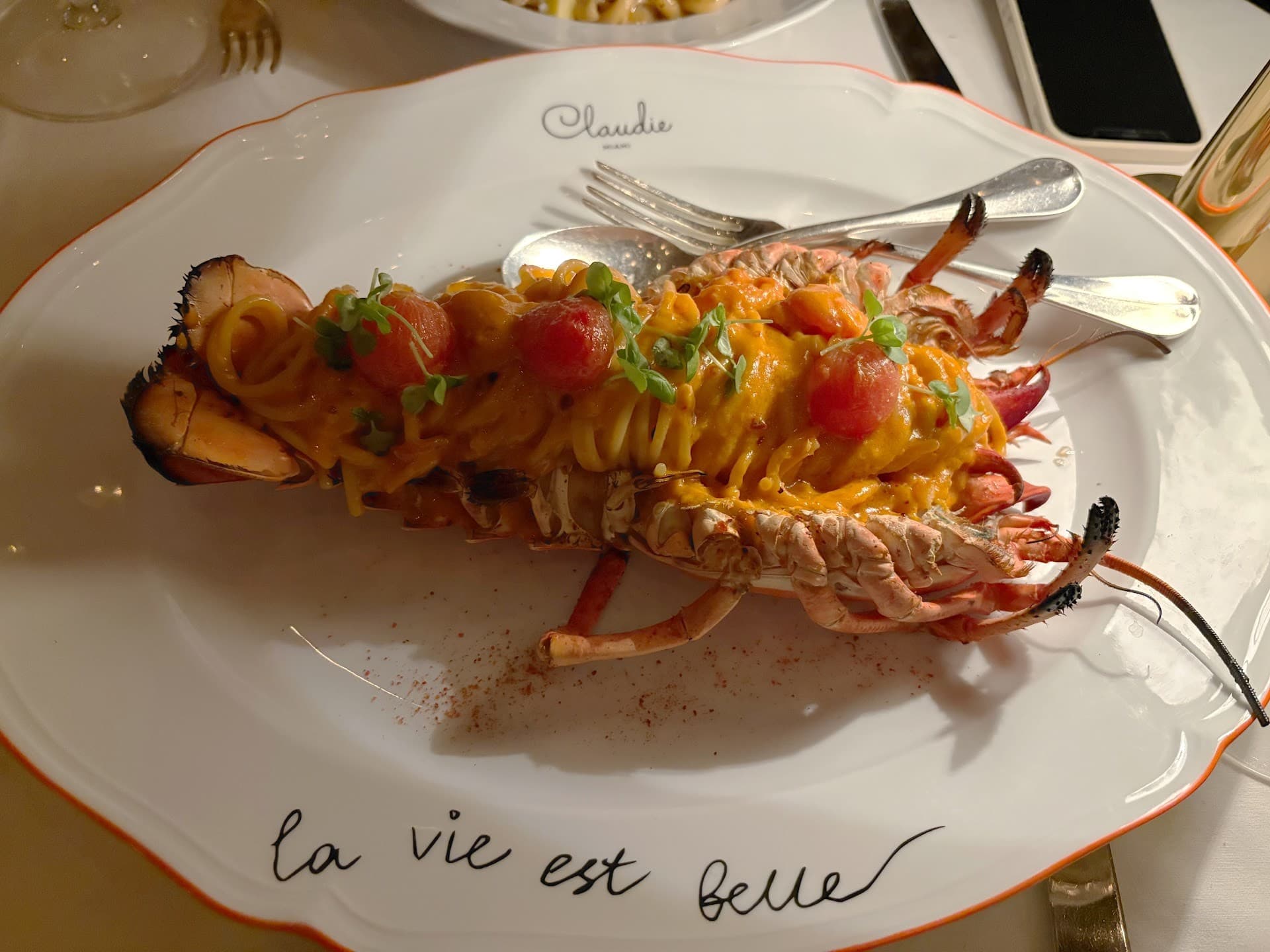 Lobster dish at Claudie restaurant in Miami