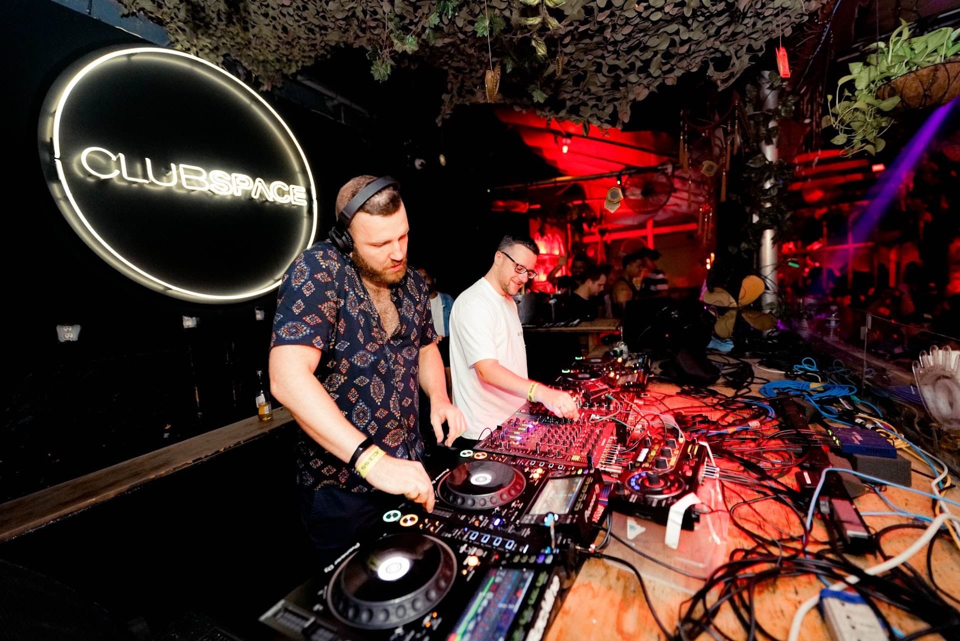 DJ duo performing at CLUB SPACE in Miami nightlife