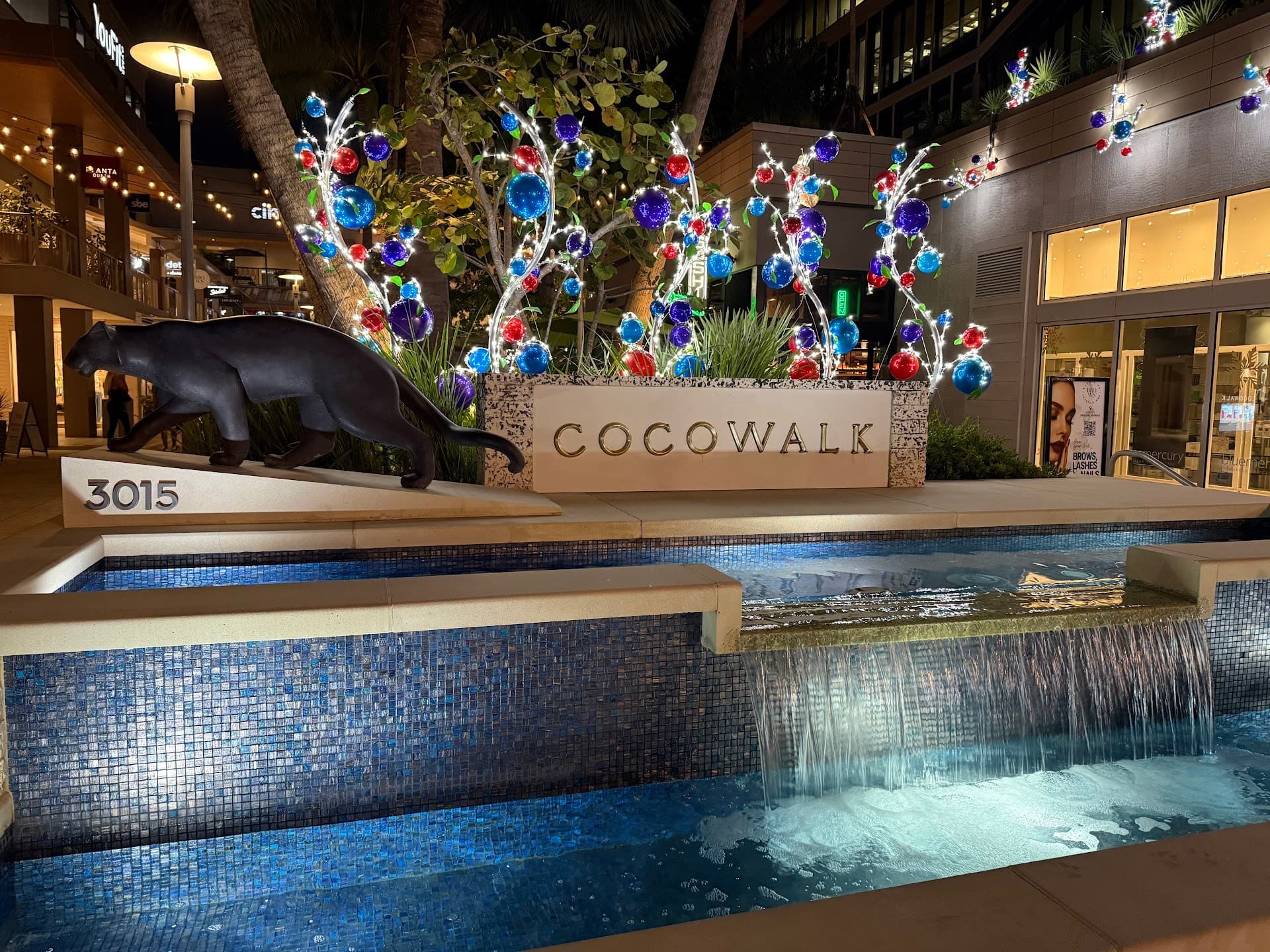 CocoWalk at Coconut Grove, Miami with festive decor