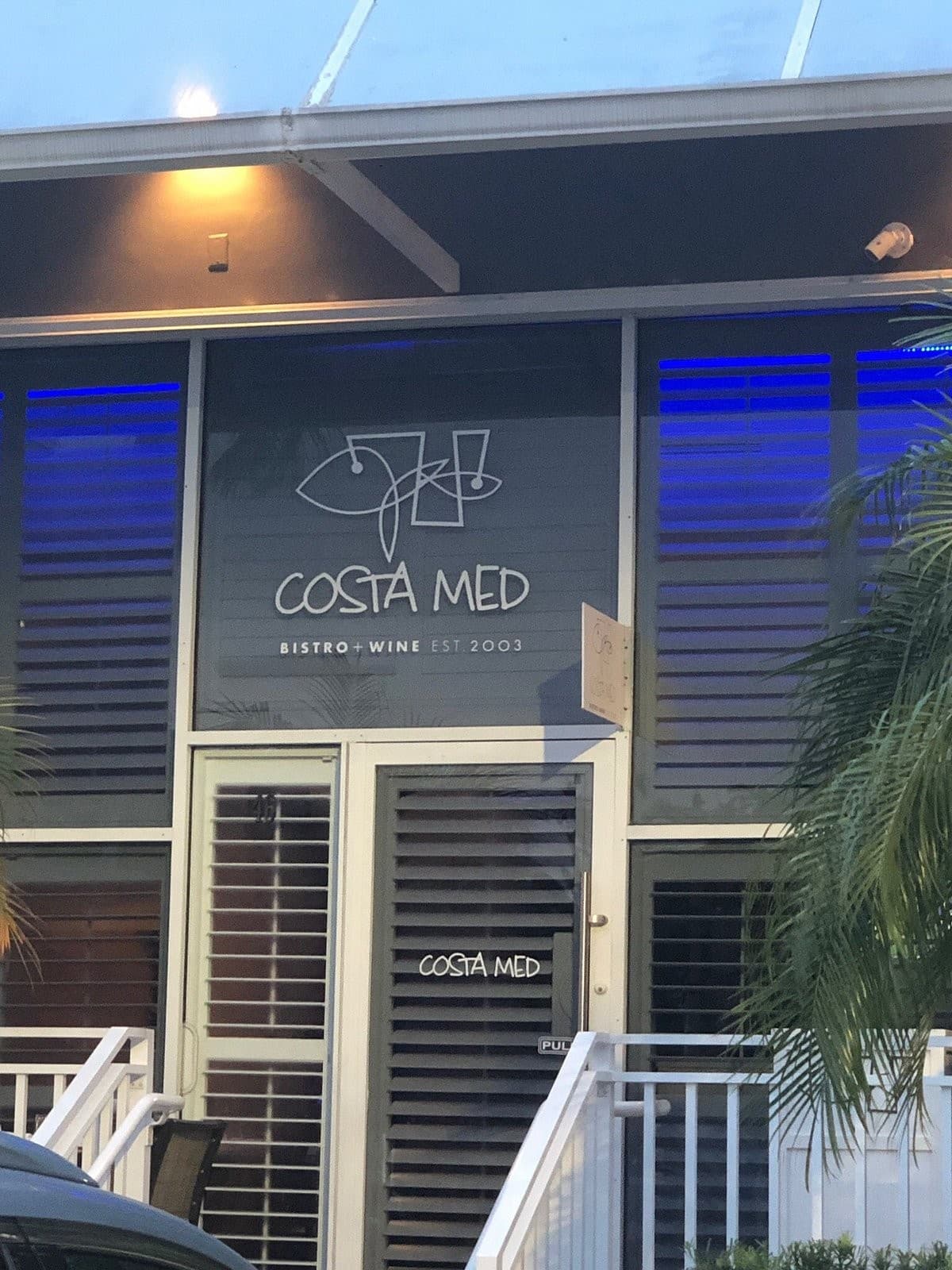 Costa Med Bistro signage in Key Biscayne