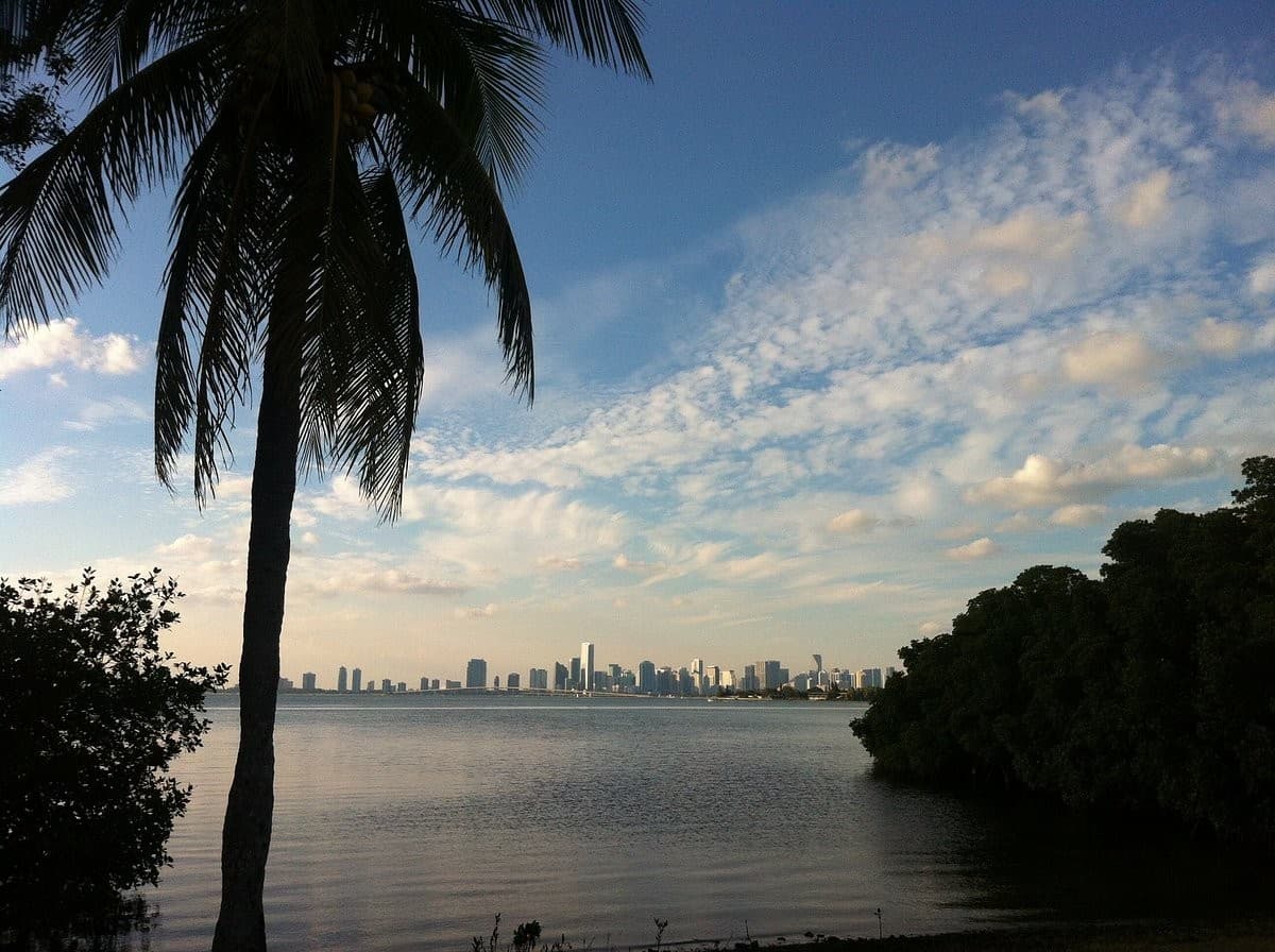 Scenic view of Miami skyline from Key Biscayne