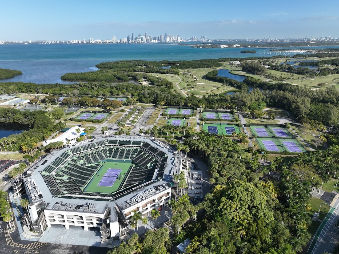 Aerial view of Crandon Park Tennis Center in Key Biscayne