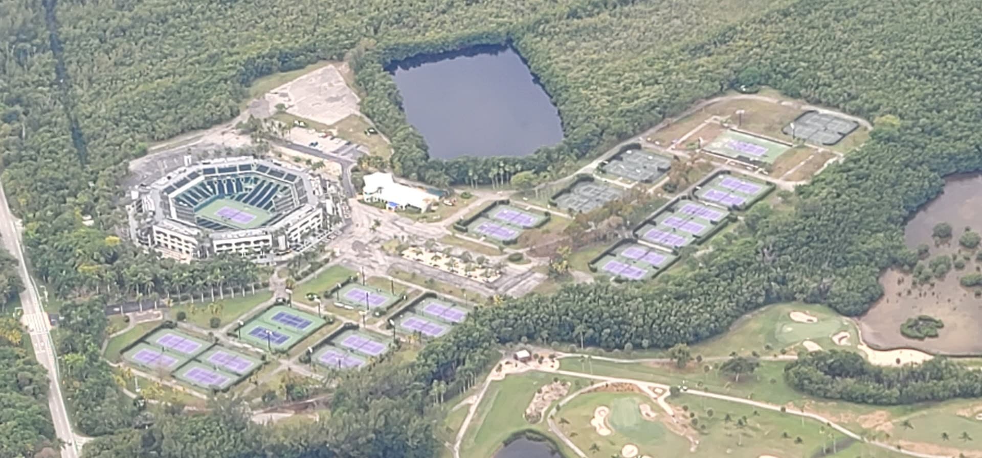 Aerial view of Crandon Park Tennis Center in Key Biscayne