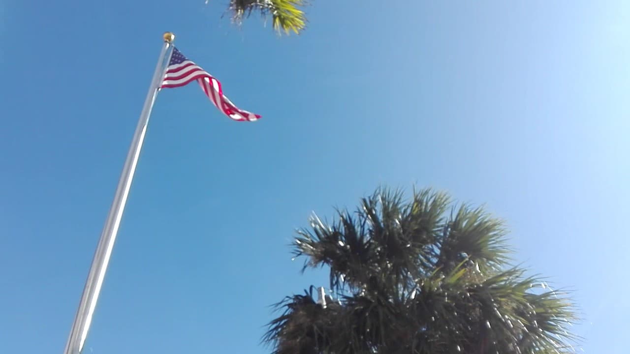 American flag waving at Domino Park in Miami