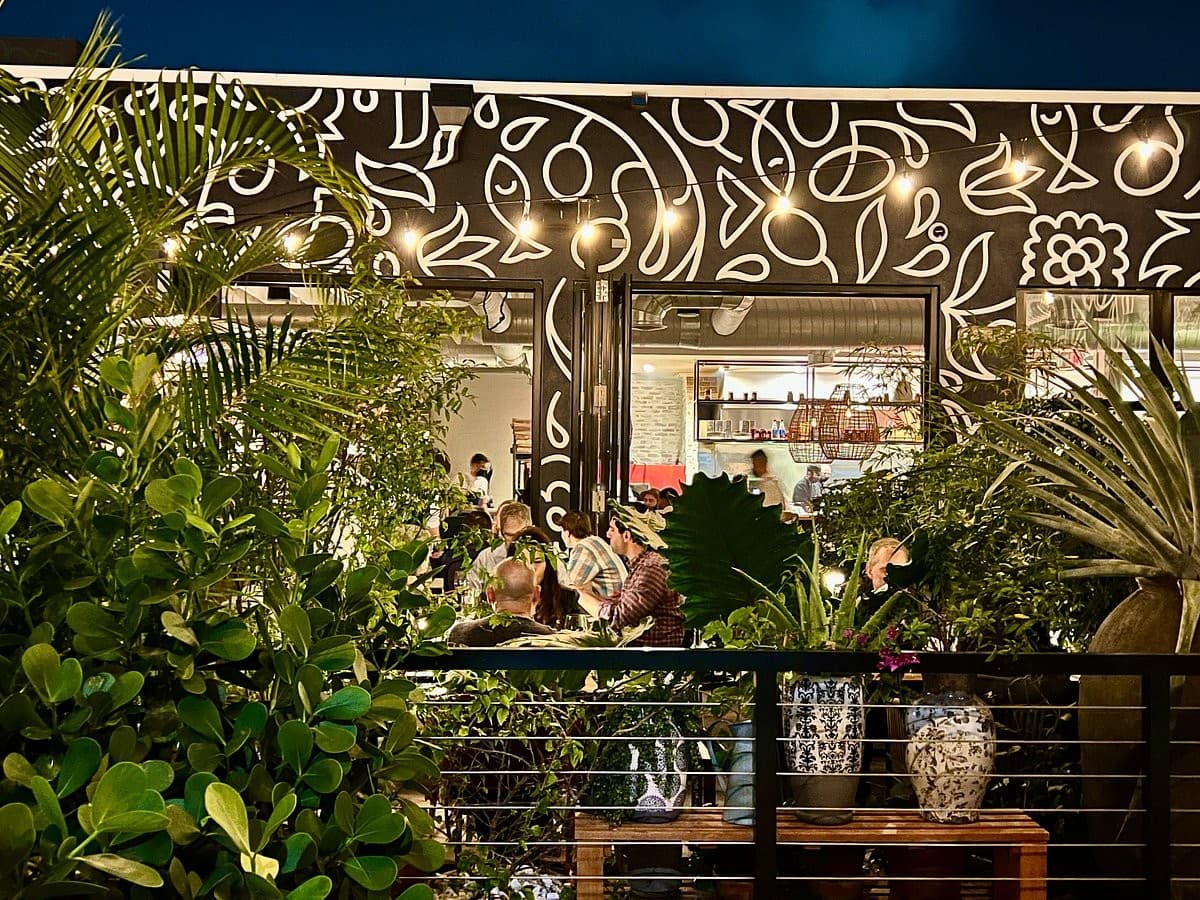 Doya restaurant interior in Miami with vibrant decor
