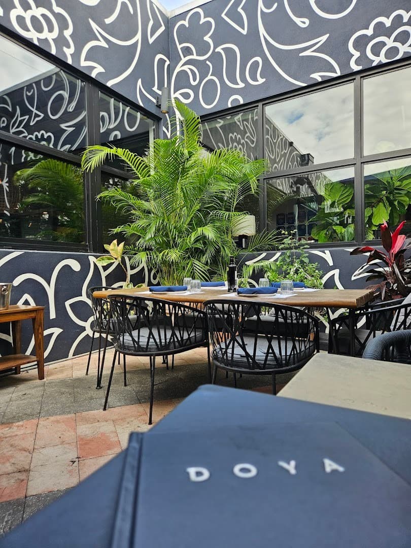 Doya restaurant interior in Miami with plants
