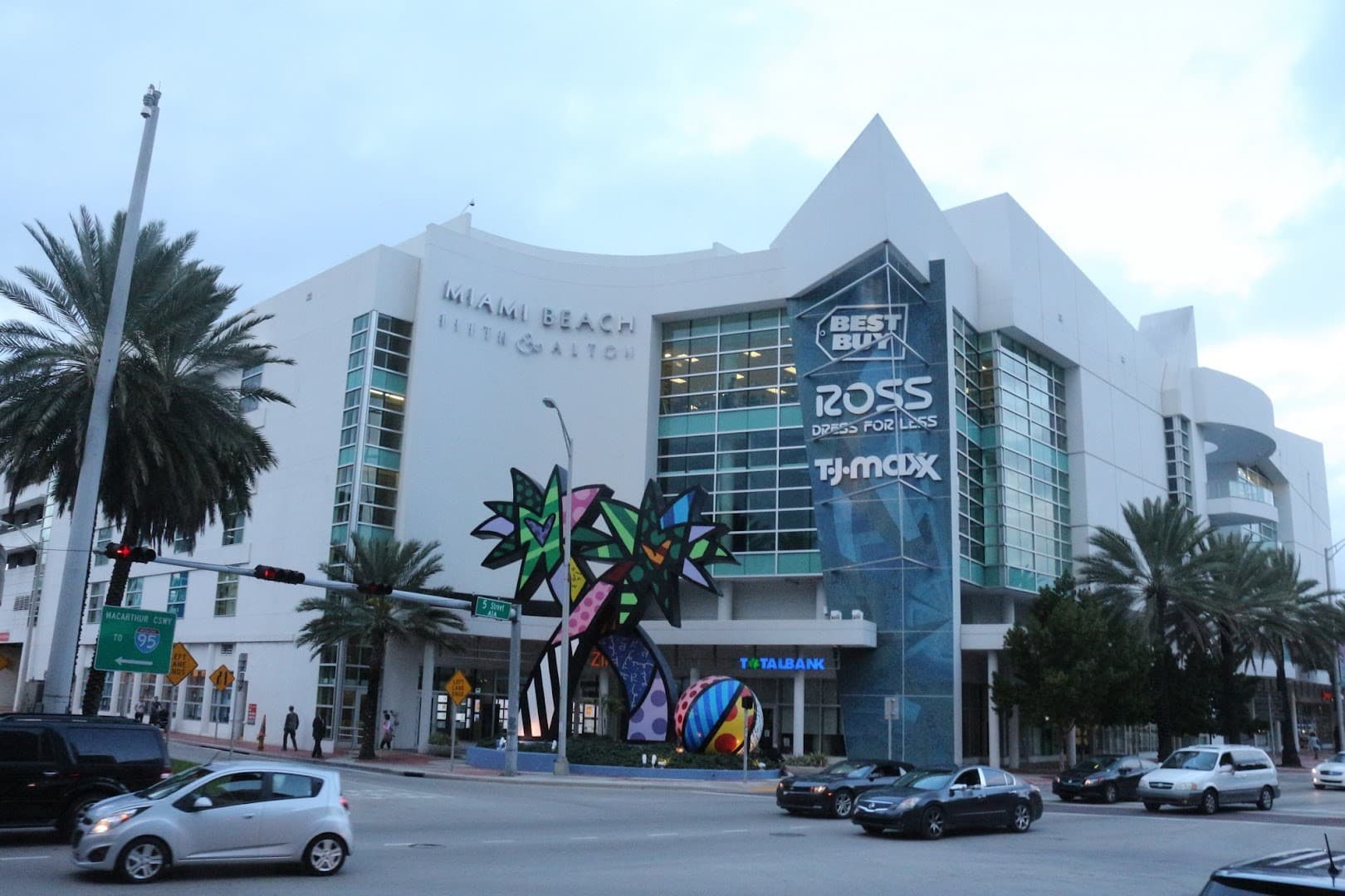 Miami Beach shopping center with colorful art