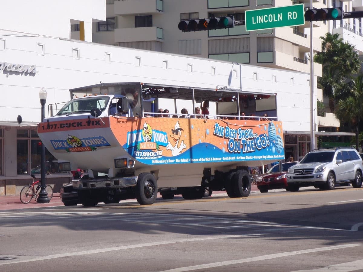 Duck Tours South Beach vehicle on Lincoln Road, Miami Beach