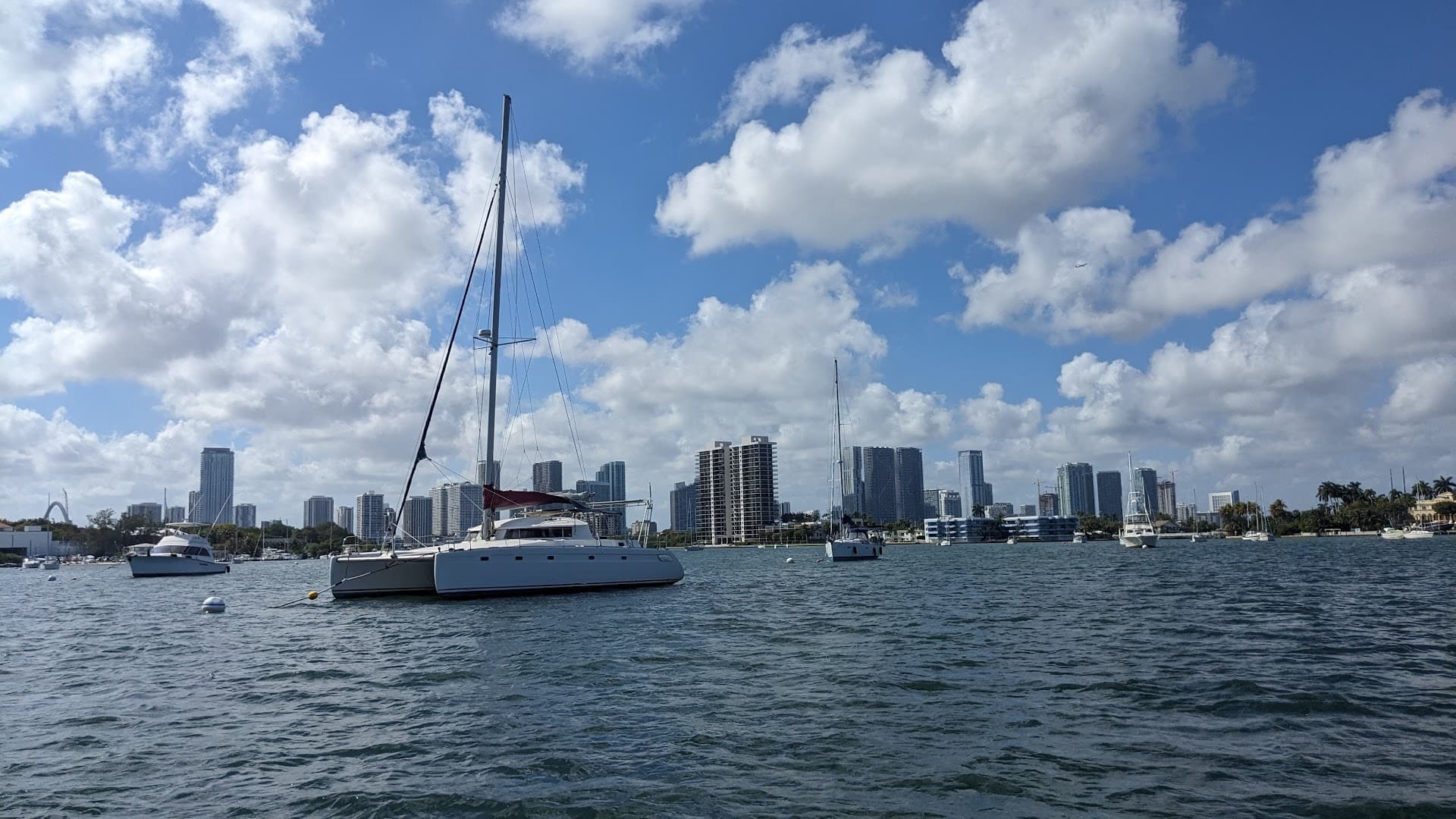 Scenic view of Miami Beach with boats