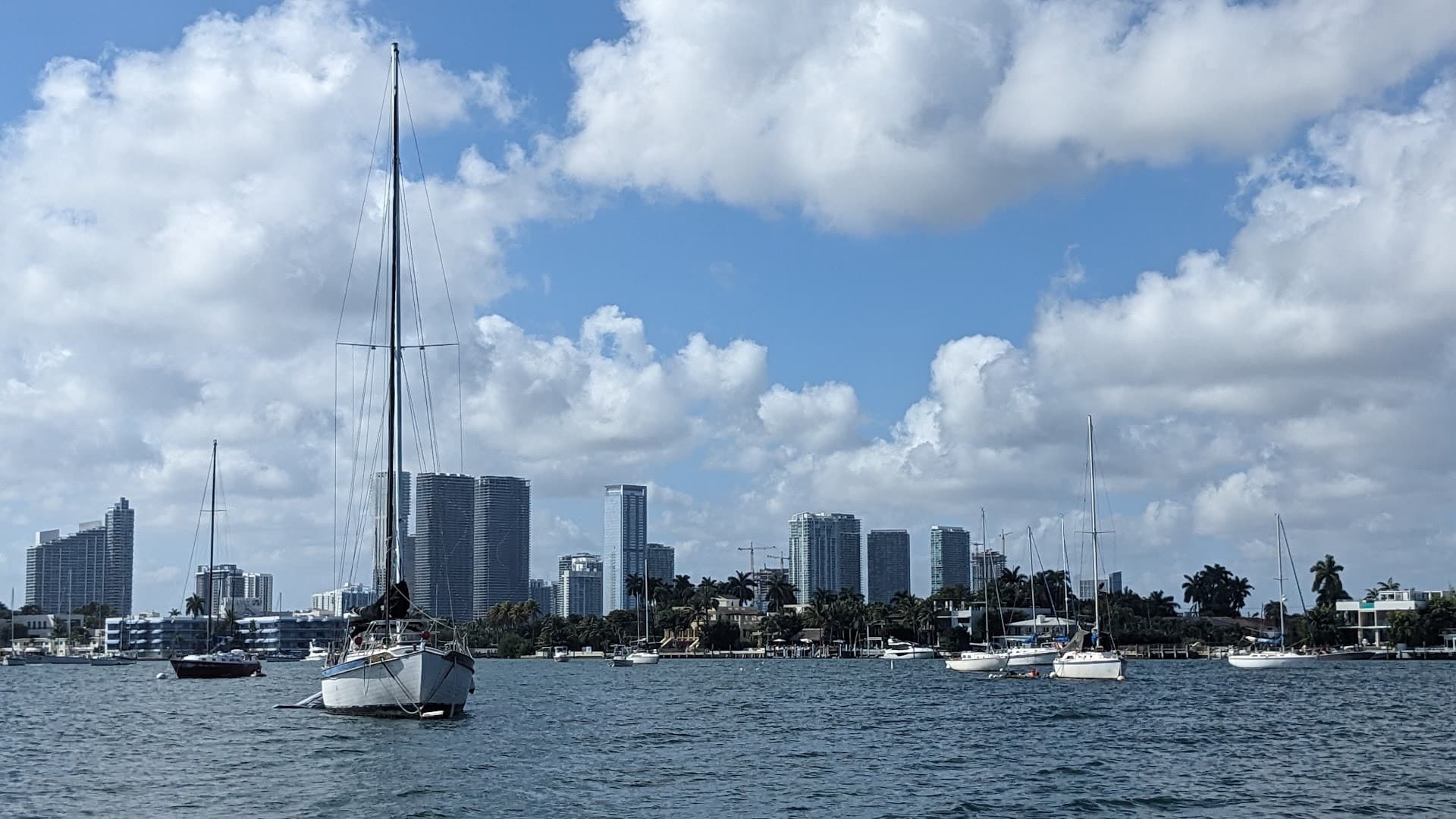 Sailboats and skyline view near Duck Tours South Beach