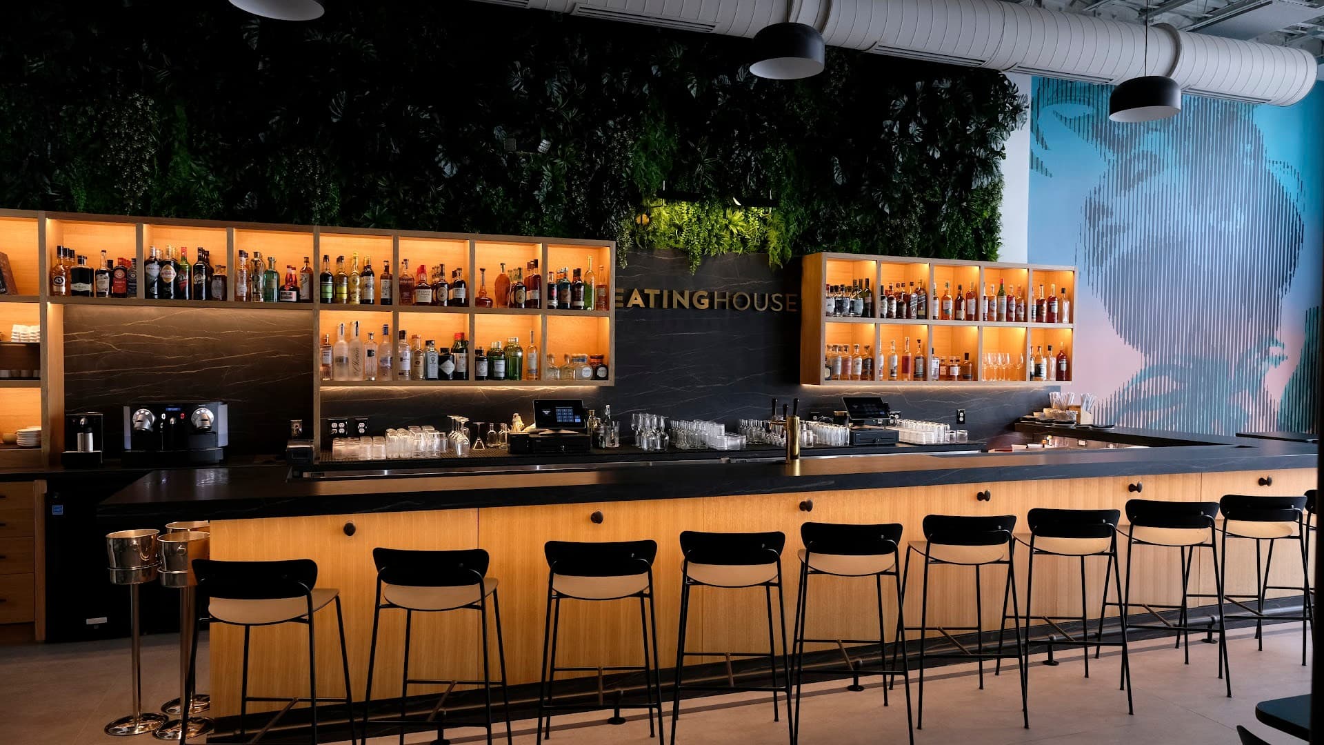 Eating House Miami bar area with elegant decor in Coral Gables