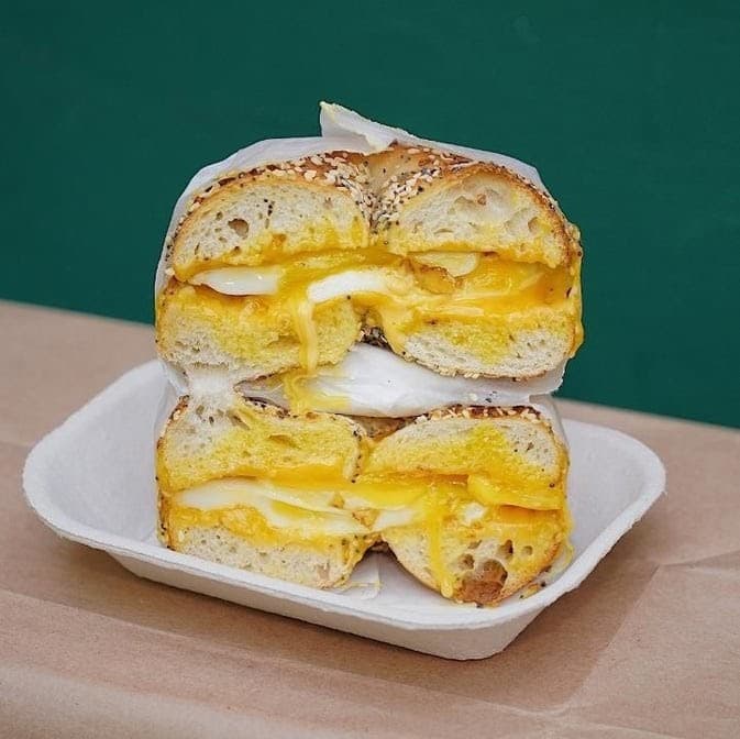 Cheesy bagel sandwich at El Bagel in Coconut Grove