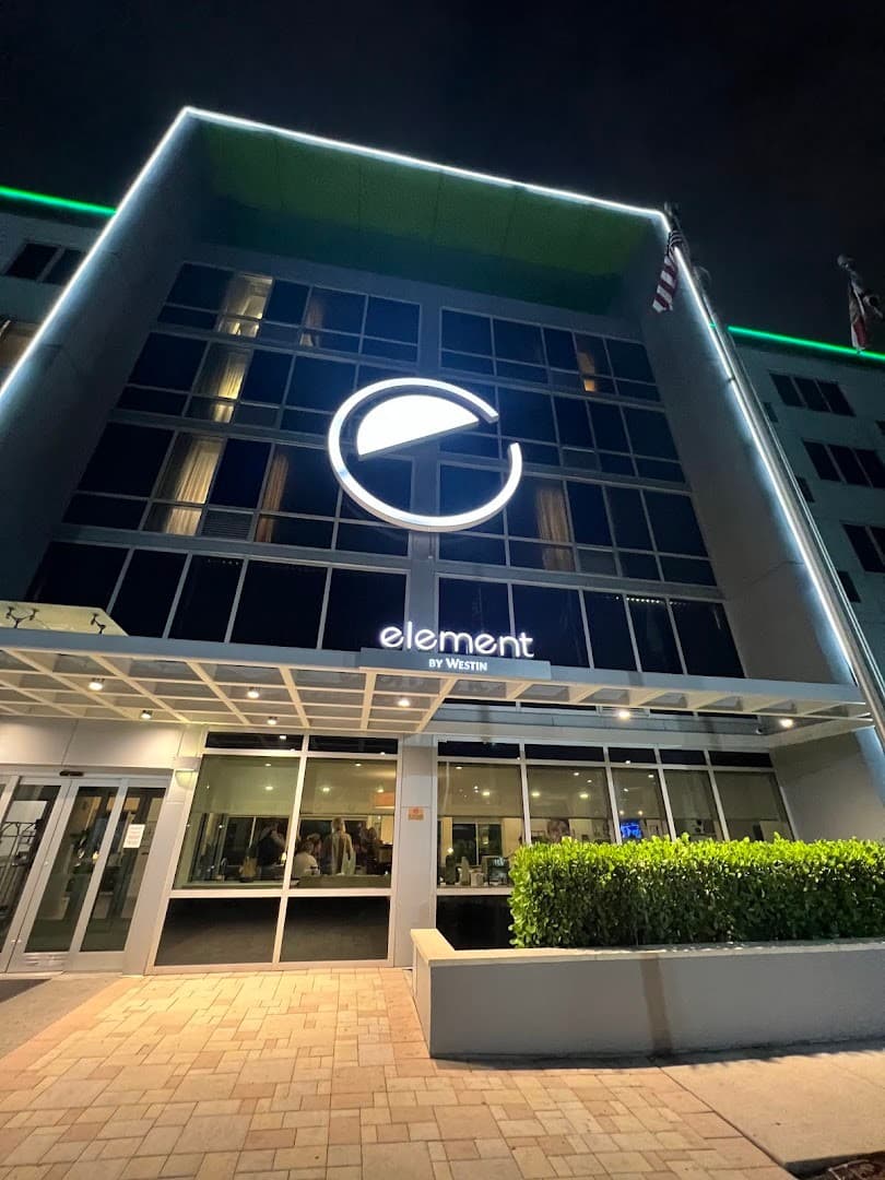Element Miami International Airport hotel exterior at night