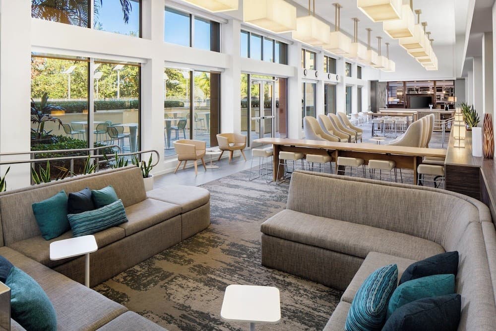 Element Miami International Airport hotel lobby with modern design