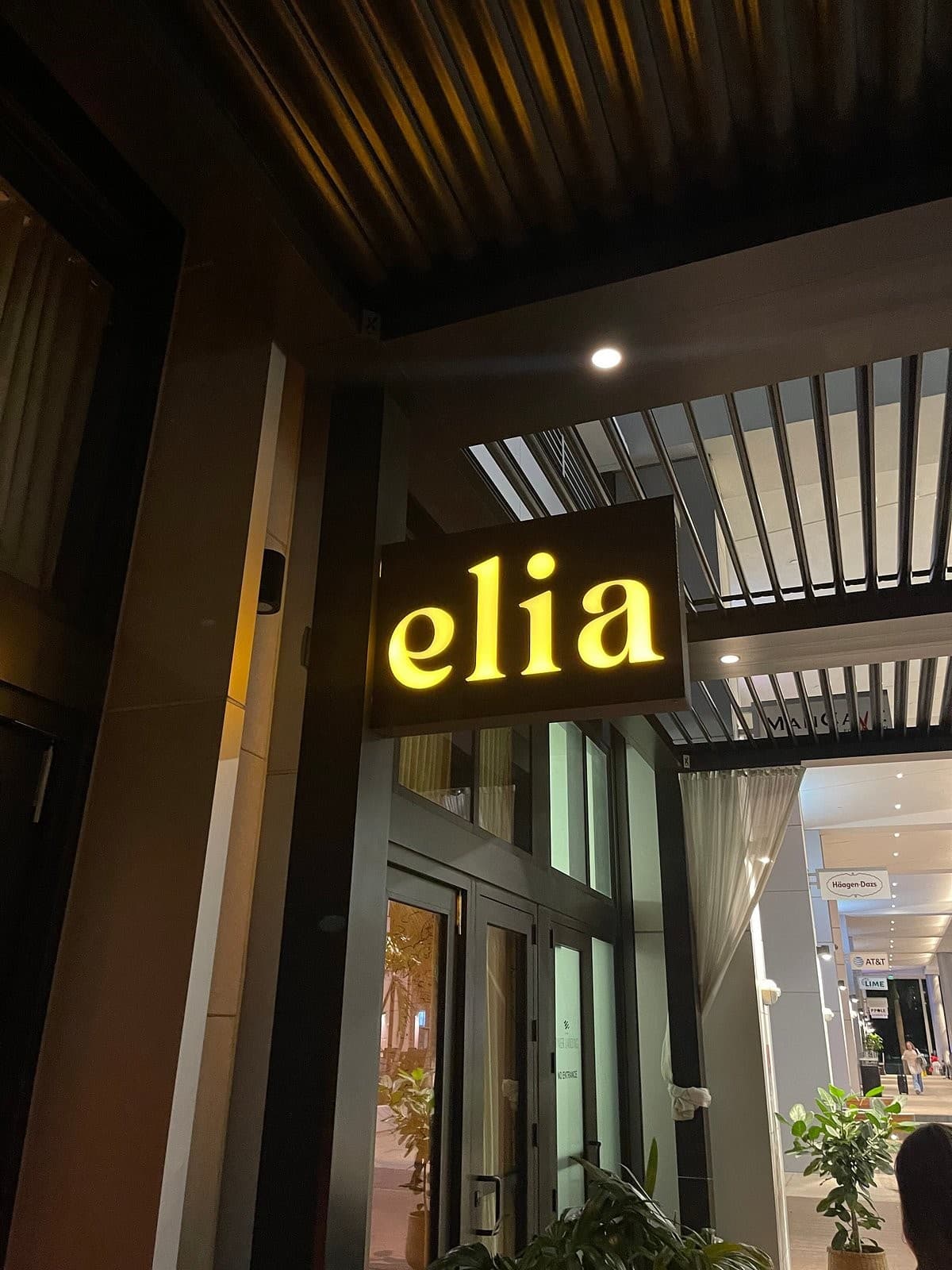 Elia restaurant sign in Miami
