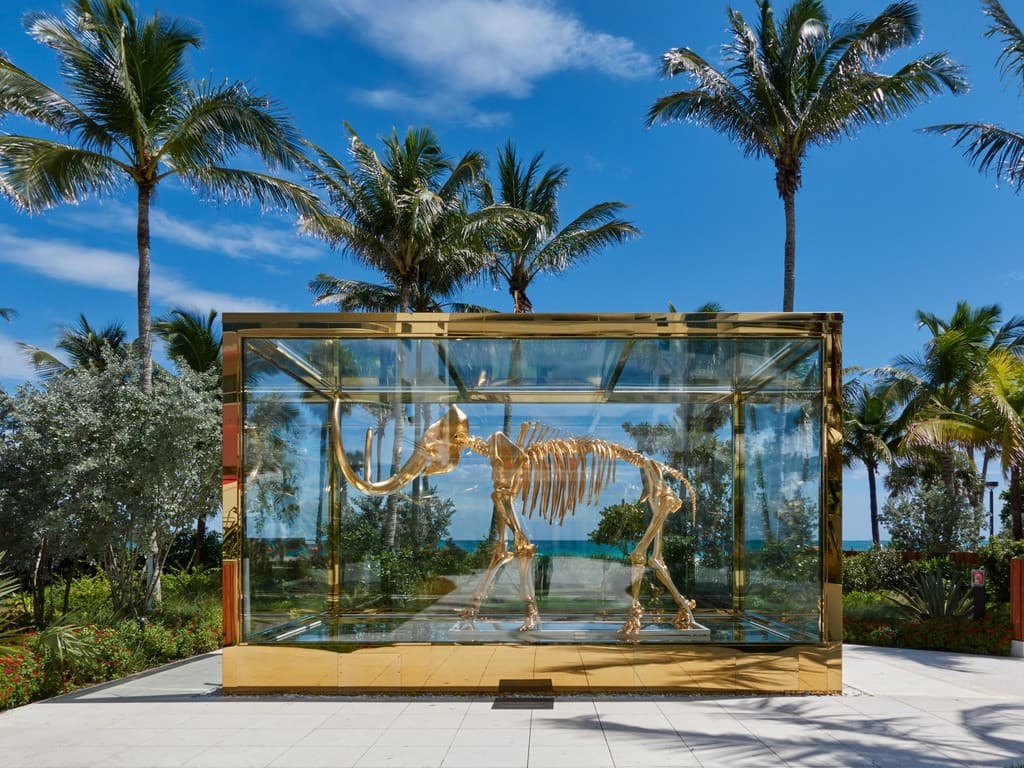 Golden elephant skeleton sculpture at Faena Hotel Miami Beach