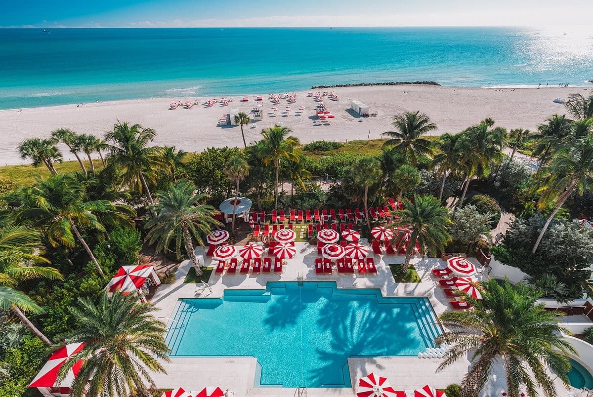 Faena Hotel Miami Beach pool area with beach view