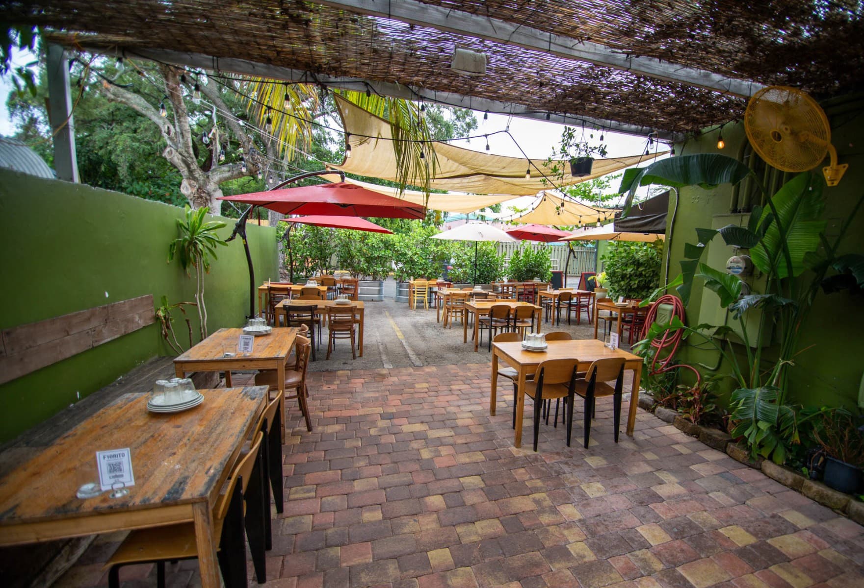 Outdoor patio at Fiorito restaurant in Miami