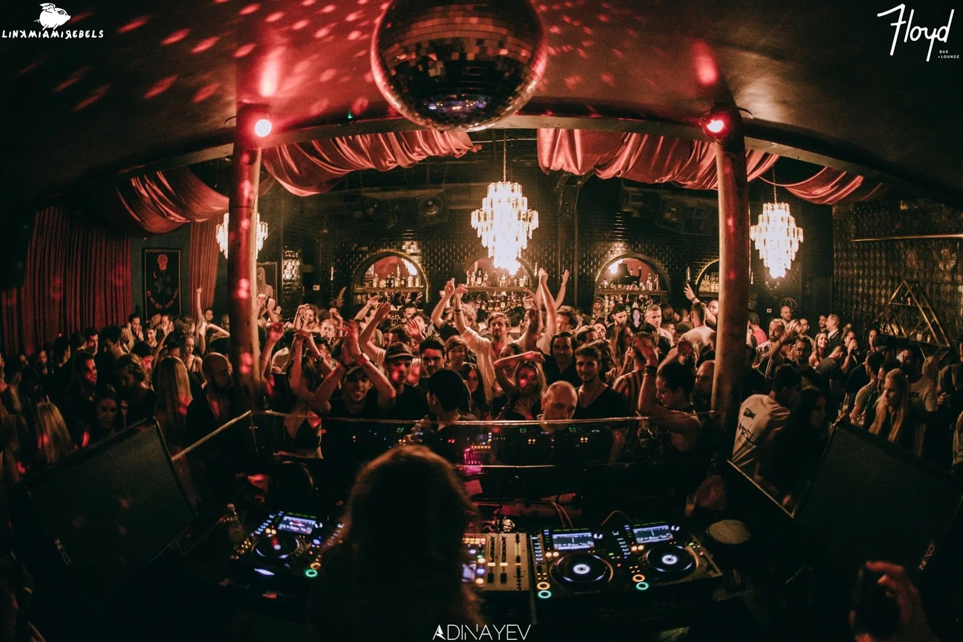 DJ stage at Floyd Miami nightlife venue