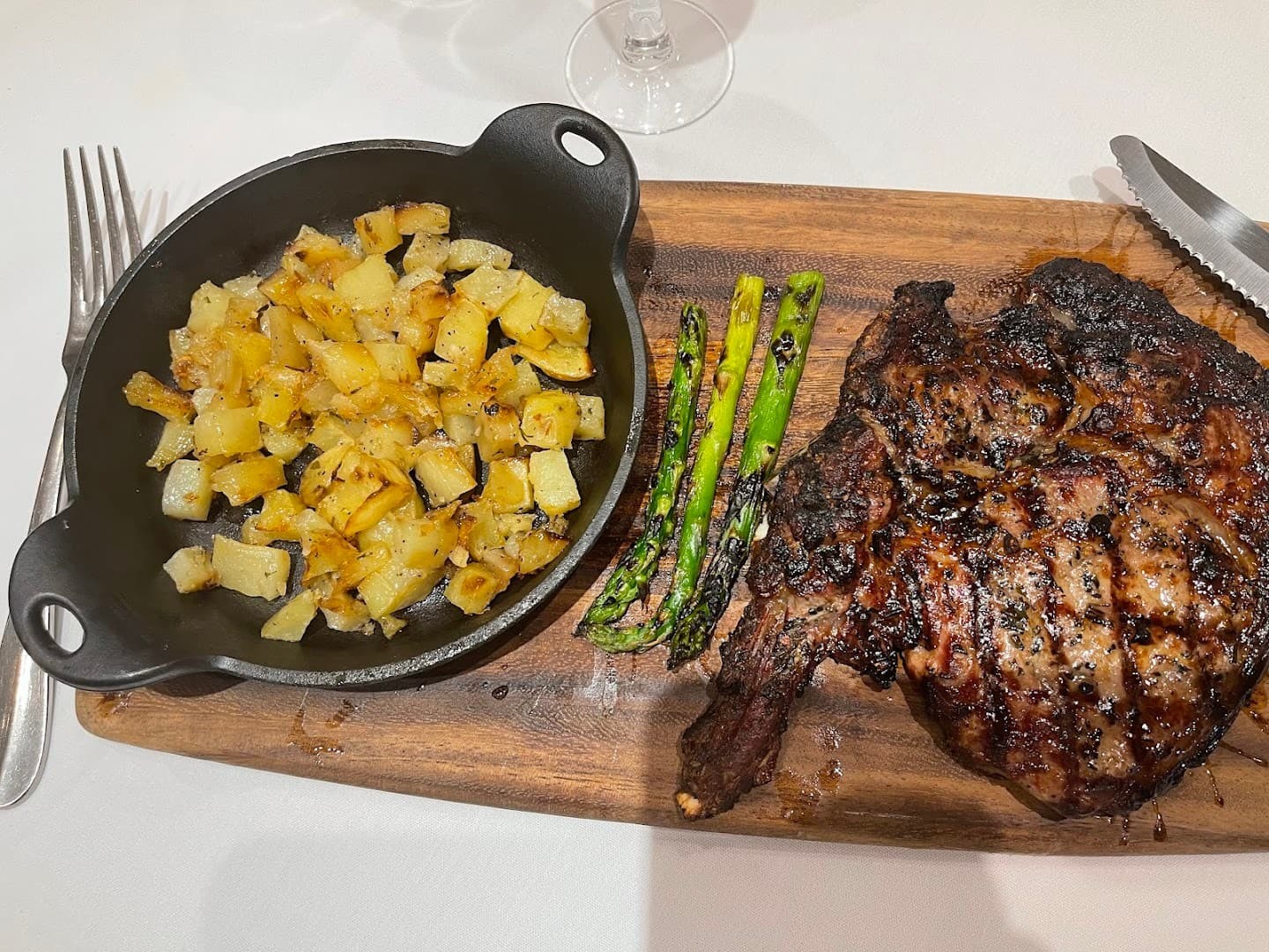 Grilled steak and potatoes at Fontana Italian Biltmore Hotel Miami