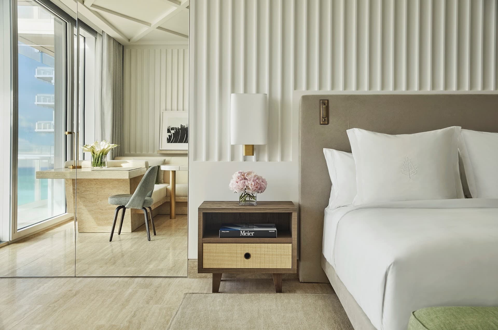 Elegant guest room at Four Seasons Hotel, Surfside