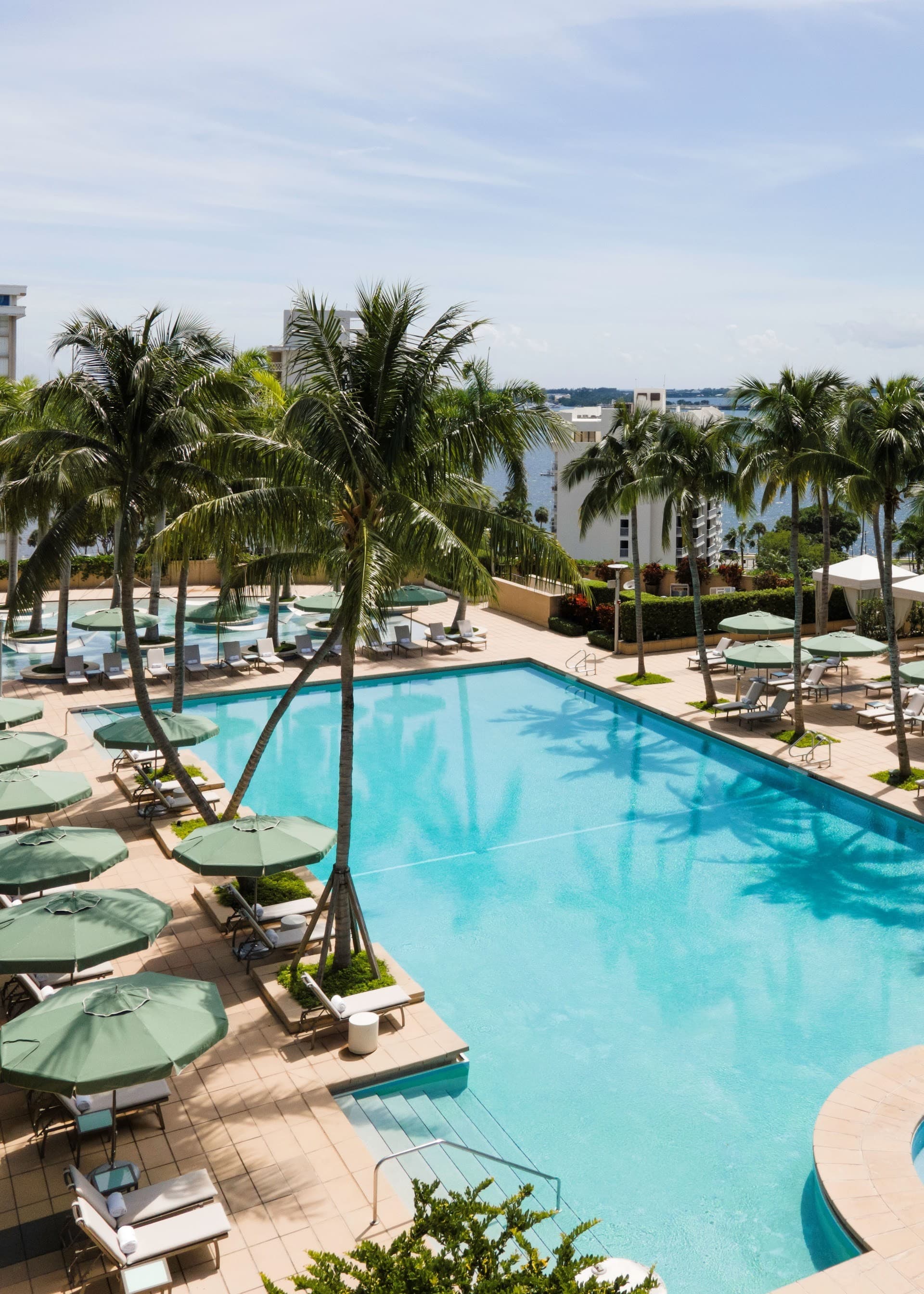 Four Seasons Hotel Miami pool area with palm trees