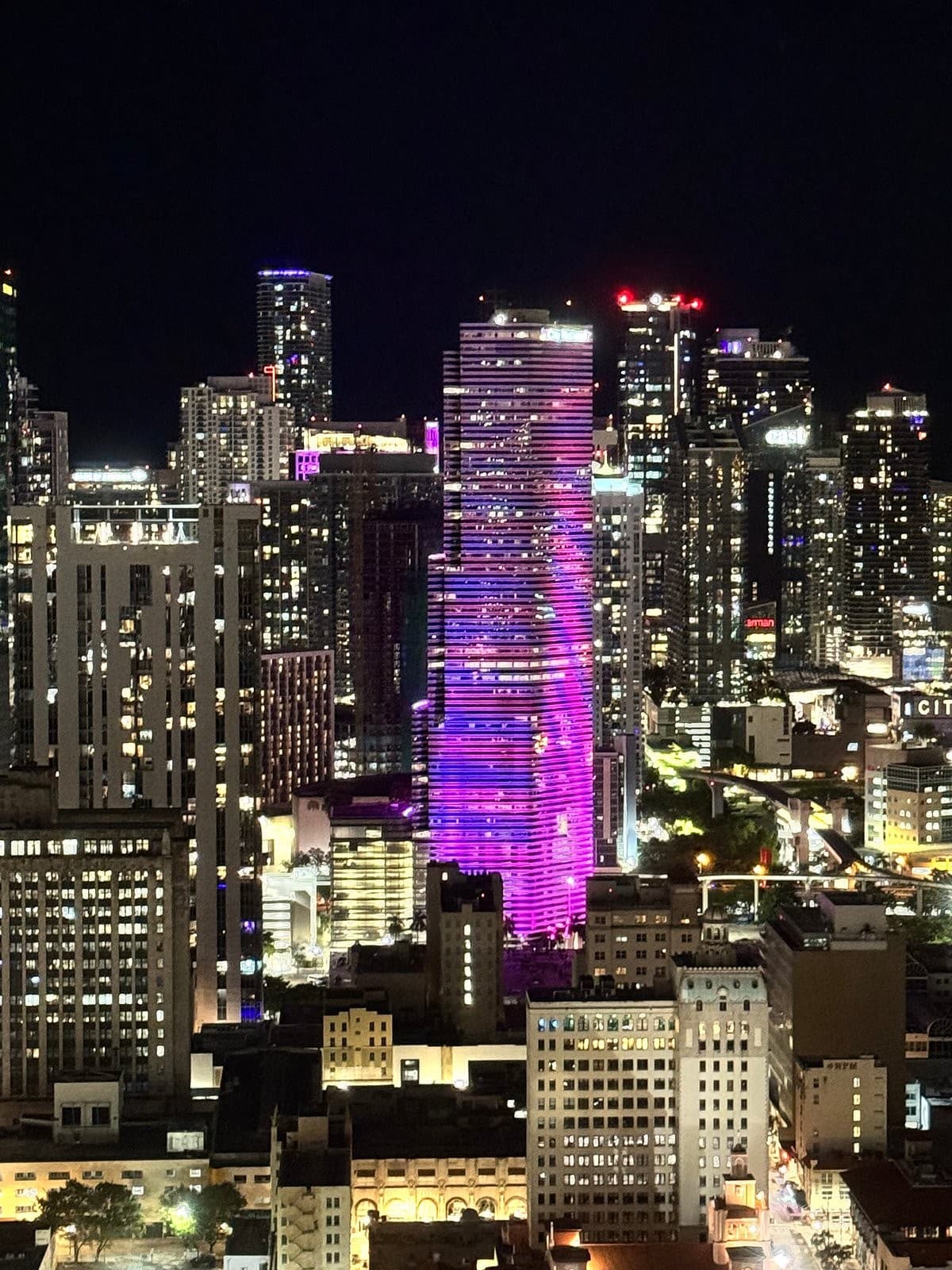 City view from Gale Miami Hotel and Residences at night