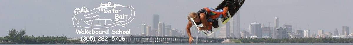 Gator Bait Wakeboard School in Miami with wakeboarding action