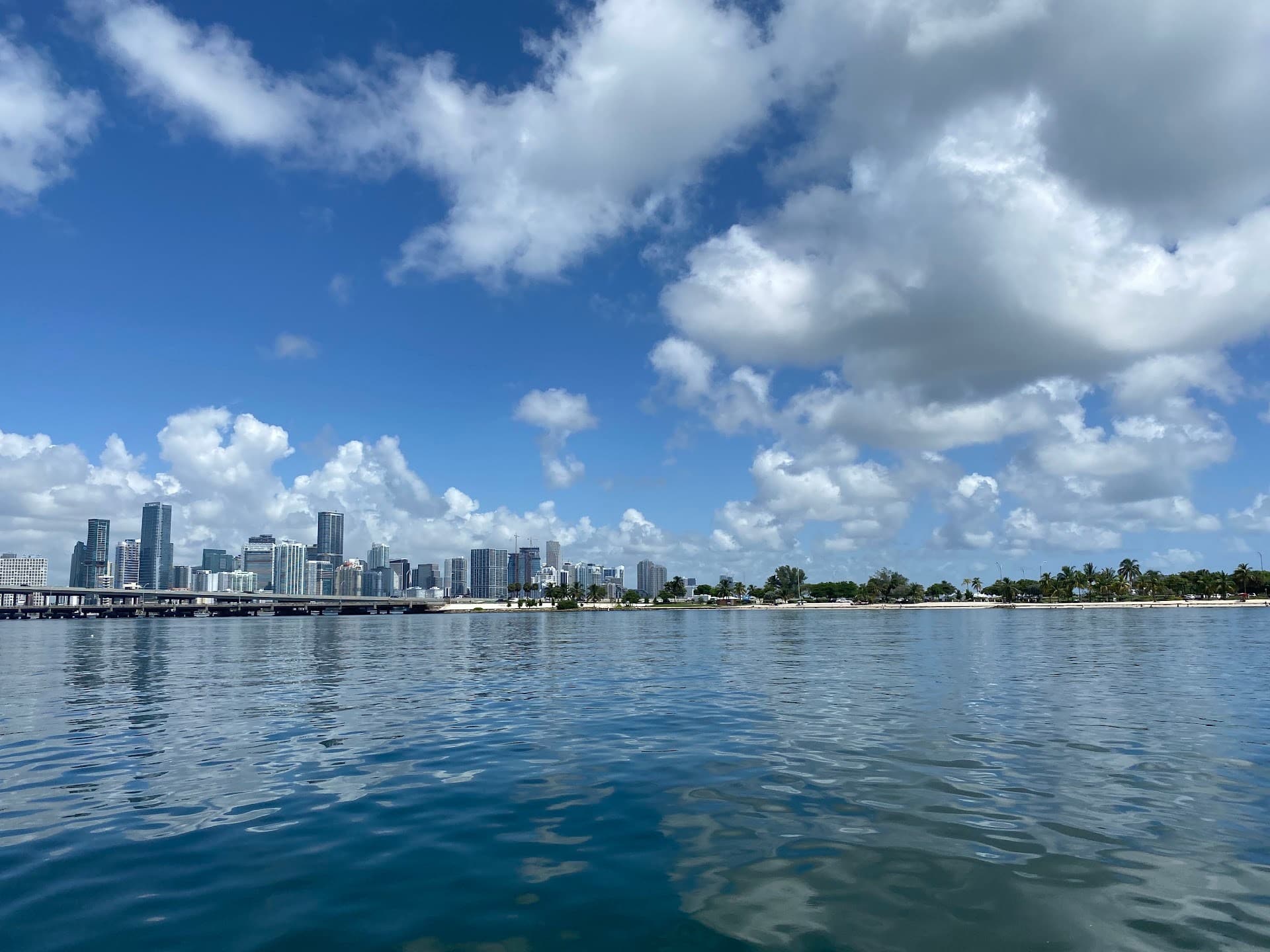 Scenic view of Miami skyline and water