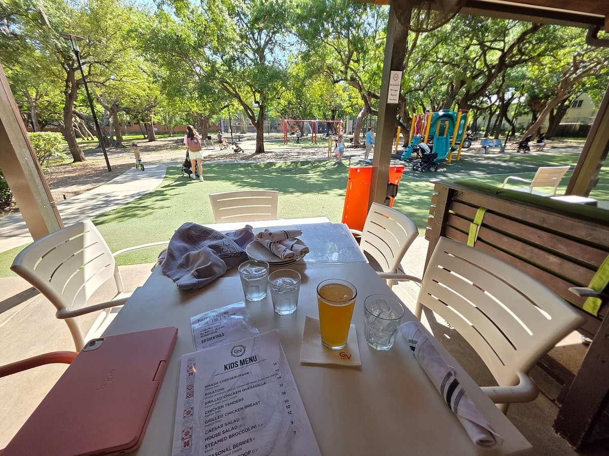 Dining patio at Glass & Vine restaurant in Miami