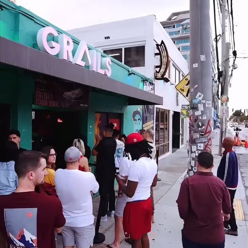Grails Miami exterior with a crowd waiting