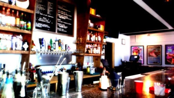 Bar scene at Gramps in Miami with drinks